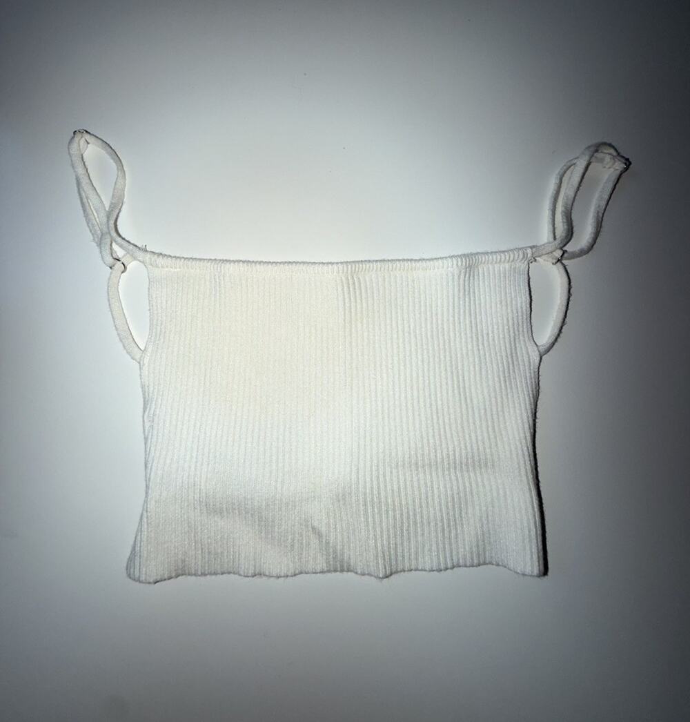 Edikted Women’s White Striped Backless Cropped Tank Top Size Small